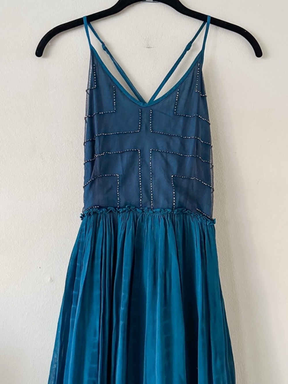 ❤️ Chan Luu Maxi Beaded Blue Gown Dress Size Small NWT - Picture 2 of 9